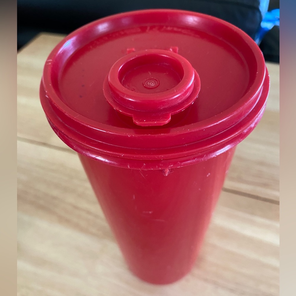 Tupperware Red Vintage Beverage Container w/ Lid